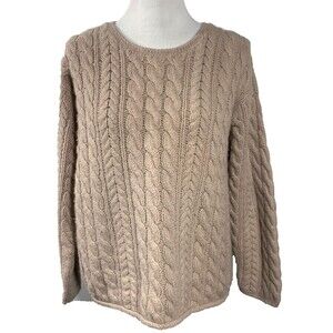 Classiques Entier Cable Knit Sweater Size M Fisherman Lambswool Angora Beige